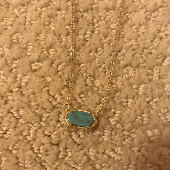 Gold Plated Aqua Stone Pendant Necklace - Picture 2 of 3